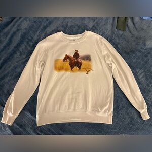 Yellowstone Women’s Rip Wheeler Horse Sweatshirt Cream Size Small